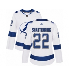 Women's Tampa Bay Lightning #22 Kevin Shattenkirk Authentic White Away Hockey Jersey