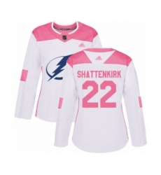 Women's Tampa Bay Lightning #22 Kevin Shattenkirk Authentic White Pink Fashion Hockey Jersey