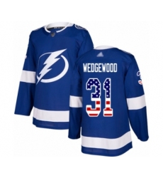 Men's Tampa Bay Lightning #31 Scott Wedgewood Authentic Blue USA Flag Fashion Hockey Jersey