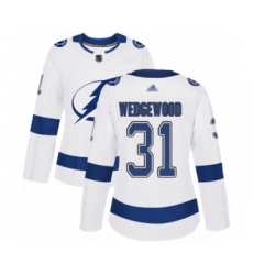Women's Tampa Bay Lightning #31 Scott Wedgewood Authentic White Away Hockey Jersey