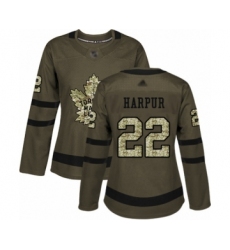 Women's Toronto Maple Leafs #22 Ben Harpur Authentic Green Salute to Service Hockey Jersey
