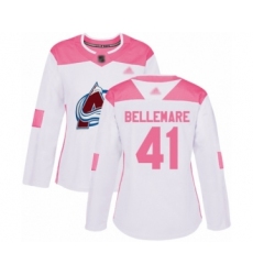 Women's Colorado Avalanche #41 Pierre-Edouard Bellemare Authentic White Pink Fashion Hockey Jersey