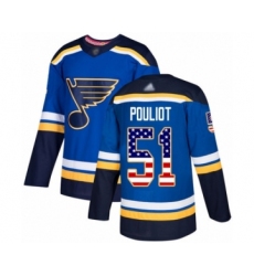Youth St. Louis Blues #51 Derrick Pouliot Authentic Blue USA Flag Fashion Hockey Jersey