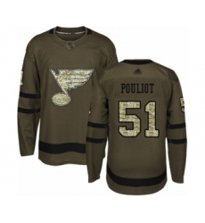 Youth St. Louis Blues #51 Derrick Pouliot Authentic Green Salute to Service Hockey Jersey
