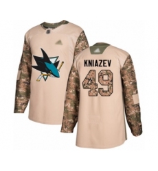 Men's San Jose Sharks #49 Artemi Kniazev Authentic Camo Veterans Day Practice Hockey Jersey