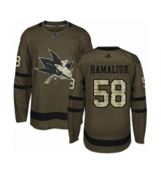 Men's San Jose Sharks #58 Dillon Hamaliuk Authentic Green Salute to Service Hockey Jersey