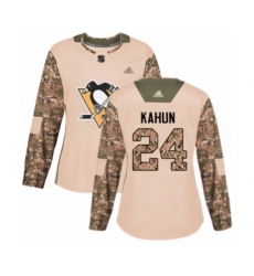 Women's Pittsburgh Penguins #24 Dominik Kahun Authentic Camo Veterans Day Practice Hockey Jersey