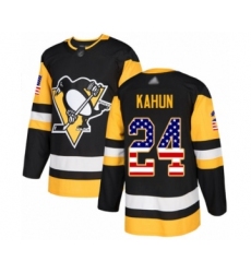 Youth Pittsburgh Penguins #24 Dominik Kahun Authentic Black USA Flag Fashion Hockey Jersey