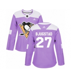 Women's Pittsburgh Penguins #27 Nick Bjugstad Authentic Purple Fights Cancer Practice Hockey Jersey