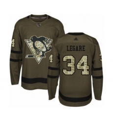 Youth Pittsburgh Penguins #34 Nathan Legare Authentic Green Salute to Service Hockey Jersey