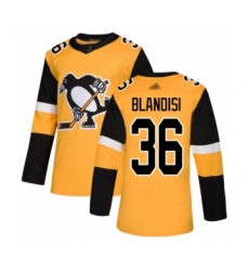 Men's Pittsburgh Penguins #36 Joseph Blandisi Authentic Gold Alternate Hockey Jersey