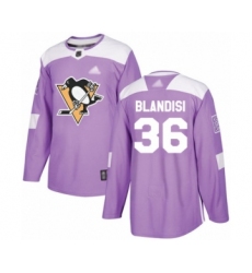 Men's Pittsburgh Penguins #36 Joseph Blandisi Authentic Purple Fights Cancer Practice Hockey Jersey