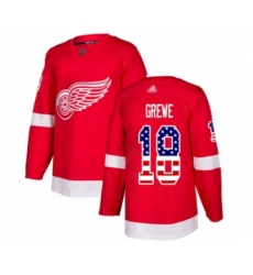 Youth Detroit Red Wings #18 Albin Grewe Authentic Red USA Flag Fashion Hockey Jersey