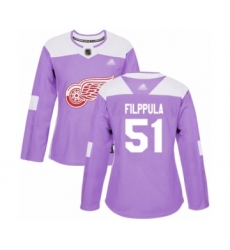 Women's Detroit Red Wings #61 Jacob de la Rose Authentic Red USA Flag Fashion Hockey Jersey