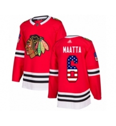 Men's Chicago Blackhawks #6 Olli Maatta Authentic Red USA Flag Fashion Hockey Jersey