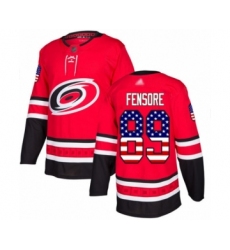 Men's Carolina Hurricanes #89 Domenick Fensore Authentic Red USA Flag Fashion Hockey Jersey