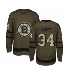 Men's Boston Bruins #34 Paul Carey Authentic Green Salute to Service Hockey Jersey
