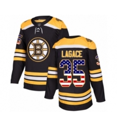 Men's Boston Bruins #35 Maxime Lagace Authentic Black USA Flag Fashion Hockey Jersey