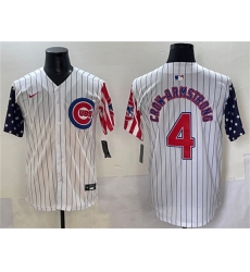 Men's Chicago Cubs #4 Pete Crow-Armstrong White Pinstripe 2025 Independence Day Vapor Premier Limited Stitched Baseball Jersey
