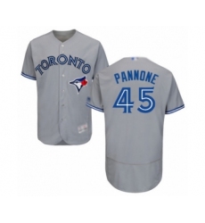 Men's Toronto Blue Jays #45 Thomas Pannone Grey Road Flex Base Authentic Collection Baseball Player Jersey