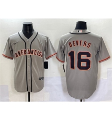 Men's San Francisco Giants #16 Rafael Devers Gray Cool Base Stitched Baseball Jersey