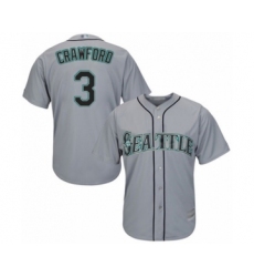 Youth Seattle Mariners #3 J.P. Crawford Authentic Grey Road Cool Base Baseball Player Jersey