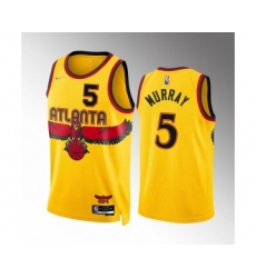 Men's Atlanta Hawks #5 Dejounte Murray Black Stitched Game Jersey