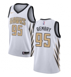 Men's Nike Atlanta Hawks #95 DeAndre' Bembry Swingman White NBA Jersey - City Edition