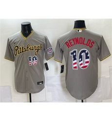 Men's Pittsburgh Pirates #10 Bryan Reynolds Grey USA 250 Fourth of July Stitched Baseball Jersey
