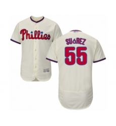 Men's Philadelphia Phillies #55 Ranger Suarez Cream Alternate Flex Base Authentic Collection Baseball Player Jersey