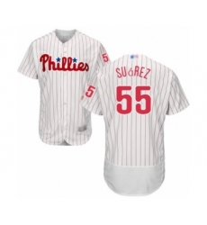 Men's Philadelphia Phillies #55 Ranger Suarez White Home Flex Base Authentic Collection Baseball Player Jersey