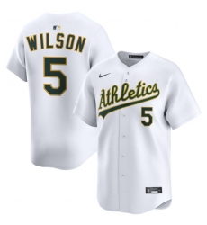 Men's Oakland Athletics #5 Jacob Wilson White 2024 Home Limited Stitched Jersey
