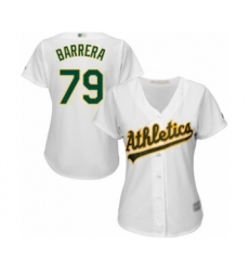 Women's Oakland Athletics #79 Luis Barrera Authentic White Home Cool Base Baseball Player Jersey