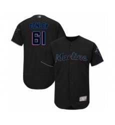 Men's Miami Marlins #61 Adam Conley Black Alternate Flex Base Authentic Collection Baseball Player Jersey