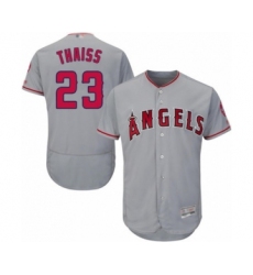 Men's Los Angeles Angels of Anaheim #23 Matt Thaiss Grey Road Flex Base Authentic Collection Baseball Player Jersey