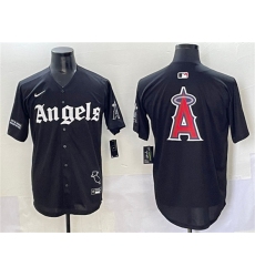 Men's Los Angeles Angels Team Big Logo Black 'Gothic Halo Edition' Vapor Limited Stitched Jersey