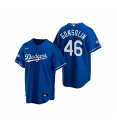 Men's Los Angeles Dodgers #46 Tony Gonsolin Royal 2020 World Series Champions Replica Jersey