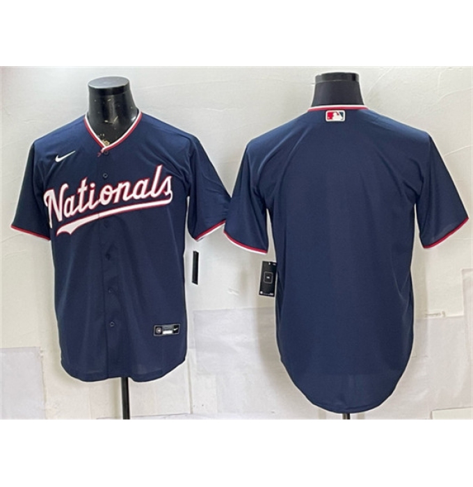 Men's Washington Nationals Blank Navy Stitched Baseball Jersey