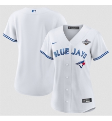 Women's Toronto Blue Jays Blank White 2025 World Series Home Cool Base Stitched Baseball Jersey(Run Small)