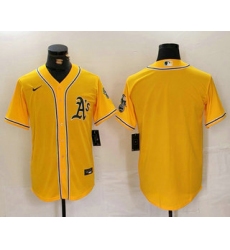 Men's Oakland Athletics Blank Yellow Cool Base Stitched Baseball Jersey