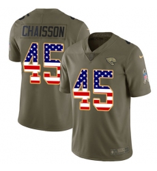 Men's Jacksonville Jaguars #45 K'Lavon Chaisson Olive USA Flag Stitched NFL Limited 2017 Salute To Service Jersey
