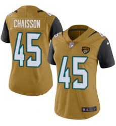 Women's Jacksonville Jaguars #45 K'Lavon Chaisson Gold Stitched NFL Limited Rush Jersey