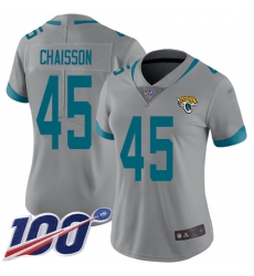 Women's Jacksonville Jaguars #45 K'Lavon Chaisson Silver Stitched NFL Limited Inverted Legend 100th Season Jersey