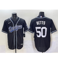 Men's Los Angeles Dodgers #50 Mookie Betts Black Fashion Stitched Baseball Jersey