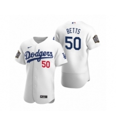Men's Los Angeles Dodgers #50 Mookie Betts Nike White 2020 World Series Authentic Jersey