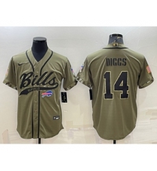 Men's Buffalo Bills #14 Stefon Diggs 2022 Olive Salute to Service Cool Base Stitched Baseball Jersey