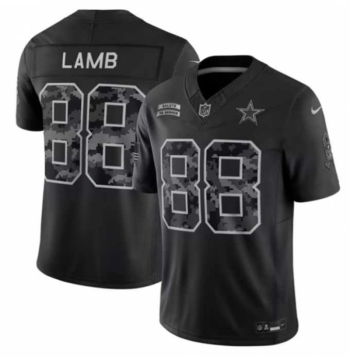 Men's Dallas Cowboys #88 CeeDee Lamb Black 2026 F.U.S.E. Salute to Service Limited Stitched Football Jersey