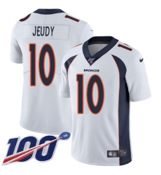 Men's Denver Broncos #10 Jerry Jeudy White Stitched 100th Season Vapor Untouchable Limited Jersey