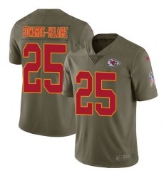 Men's Kansas City Chiefs #25 Clyde Edwards-Helaire Olive Stitched Limited 2017 Salute To Service Jersey