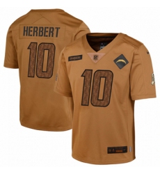 Youth Los Angeles Chargers #10 Justin Herbert Nike Brown 2023 Salute To Service Limited Jersey